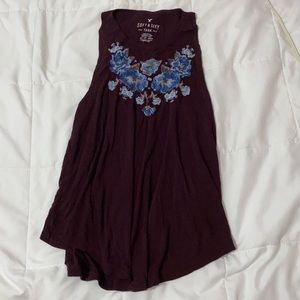 Burgundy floral tank top
